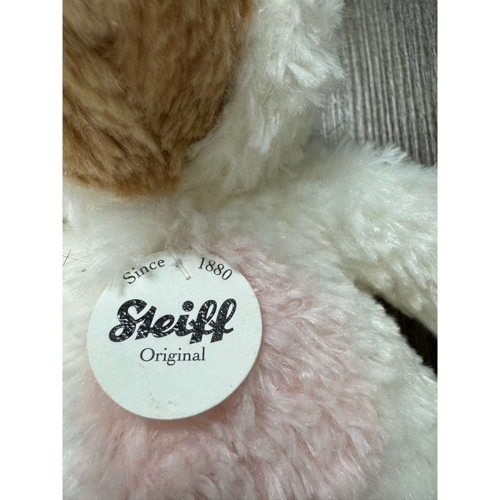 Steiff Teddy Bear in Easter Bunny Costume White Brown Hase Plush 114052 Tag - Picture 3 of 11